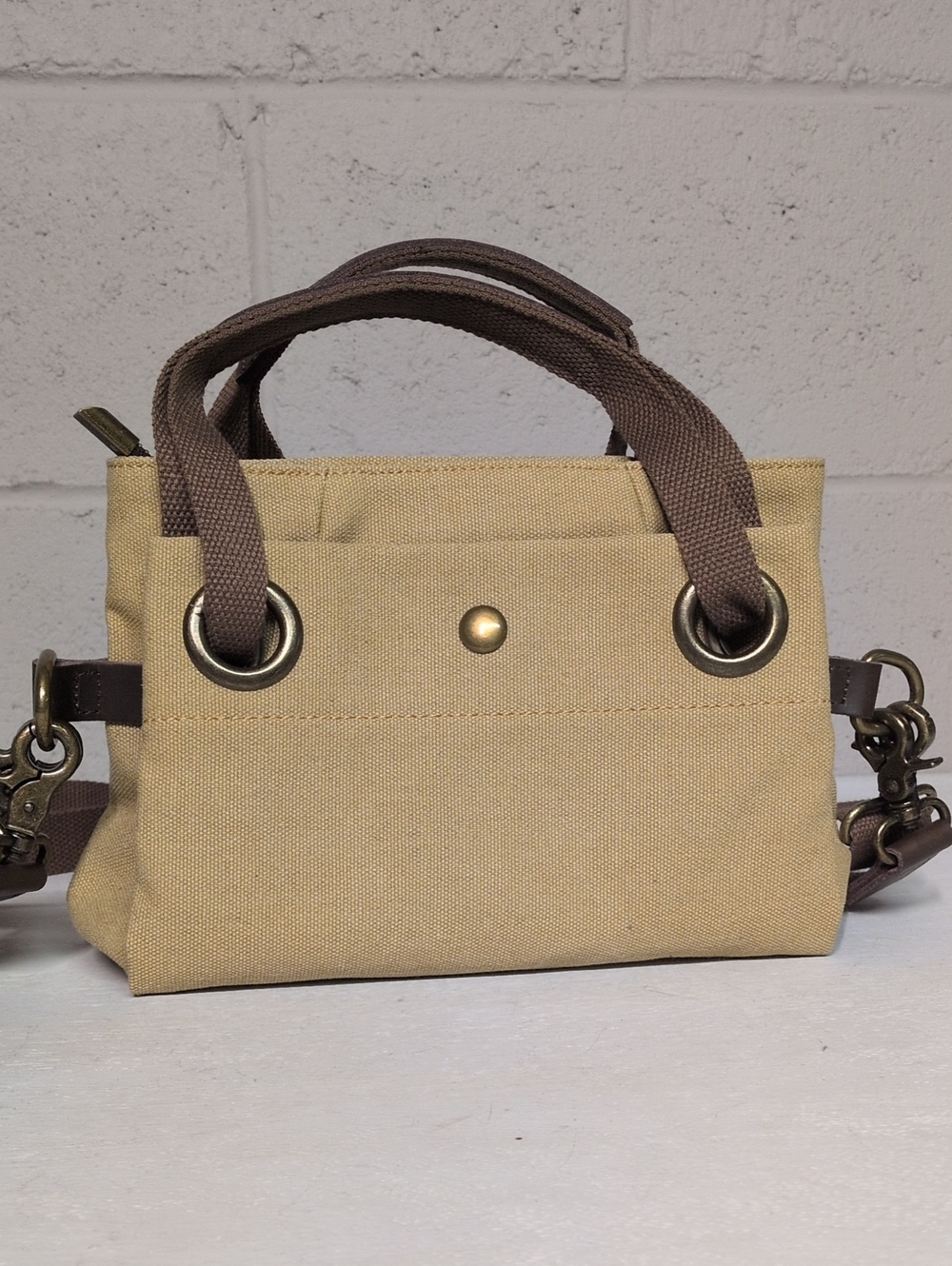 Zede PONT-DES-ARTS (XS) Canvas Crossbody Purse, Beige, like new - Picture 4 of 8